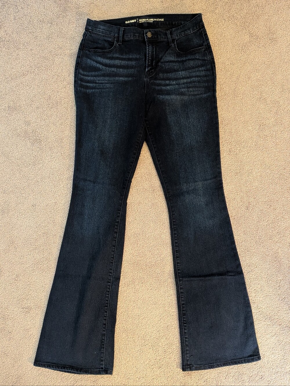 Old Navy Mid-Rise Micro-flare dark wash jeans, 12 tall
